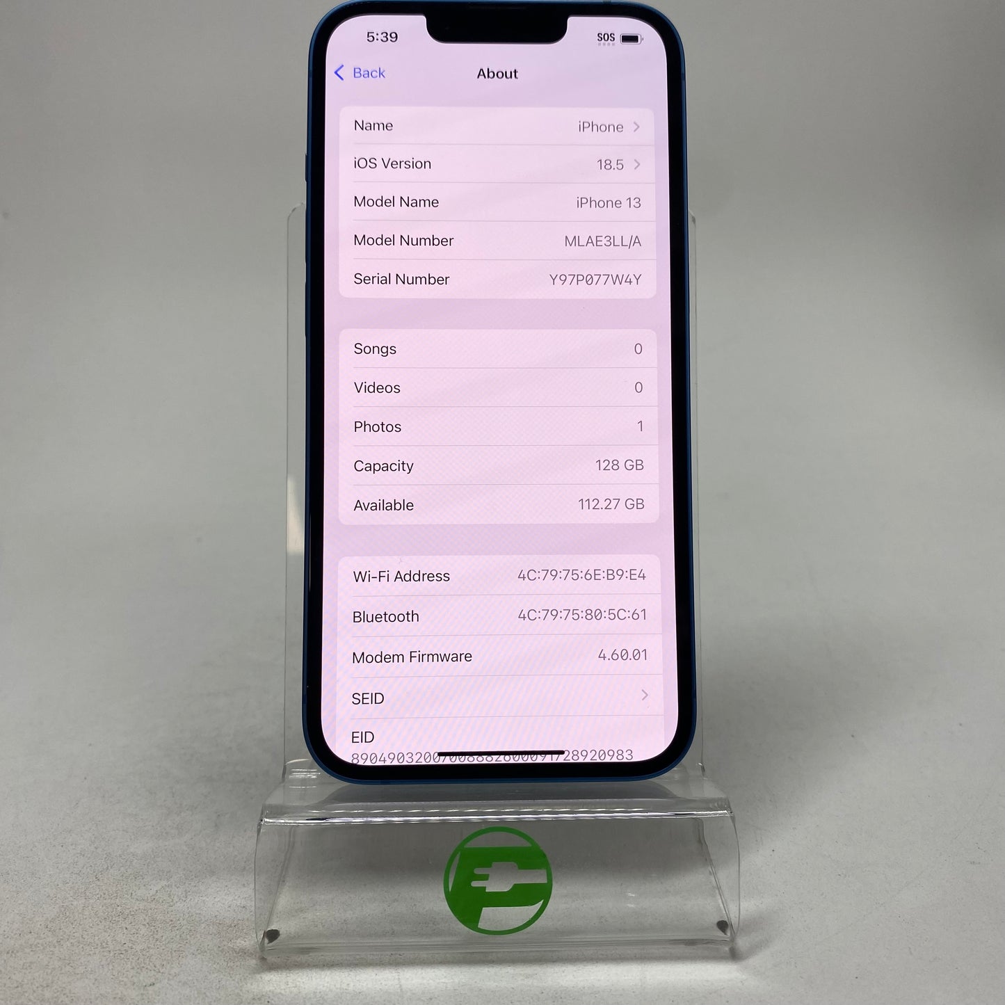 Factory Unlocked Apple iPhone 13 128GB Blue MLAE3LL/A