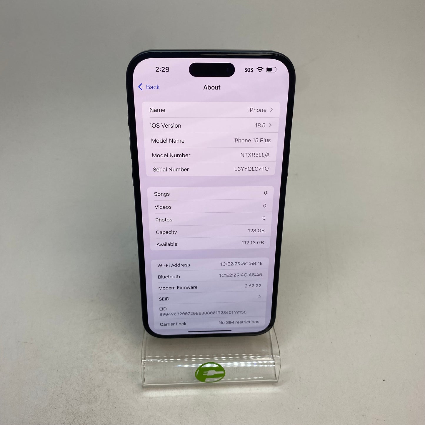Factory Unlocked Apple iPhone 15 Plus eSIM 128GB Black NTXR3LL/A