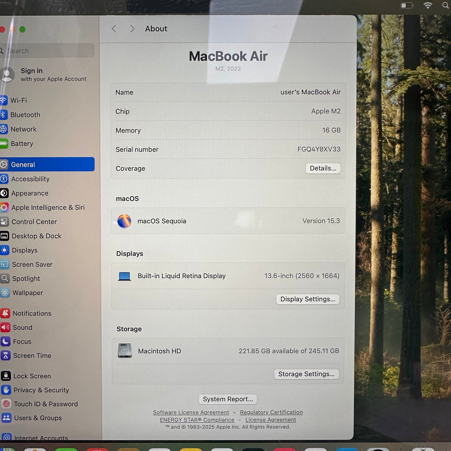 2022 Apple MacBook Air 13.6" M2 8C GPU 3.5GHz 16GB RAM 256GB SSD A2681