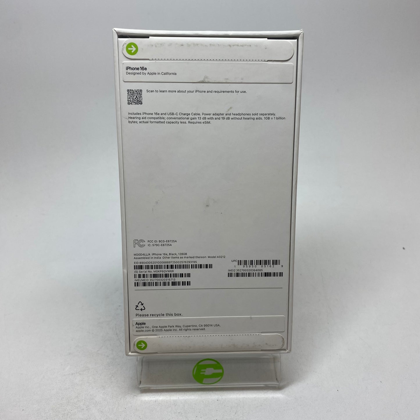New Unlocked Apple iPhone 16e 128GB Black MD0D4LL/A