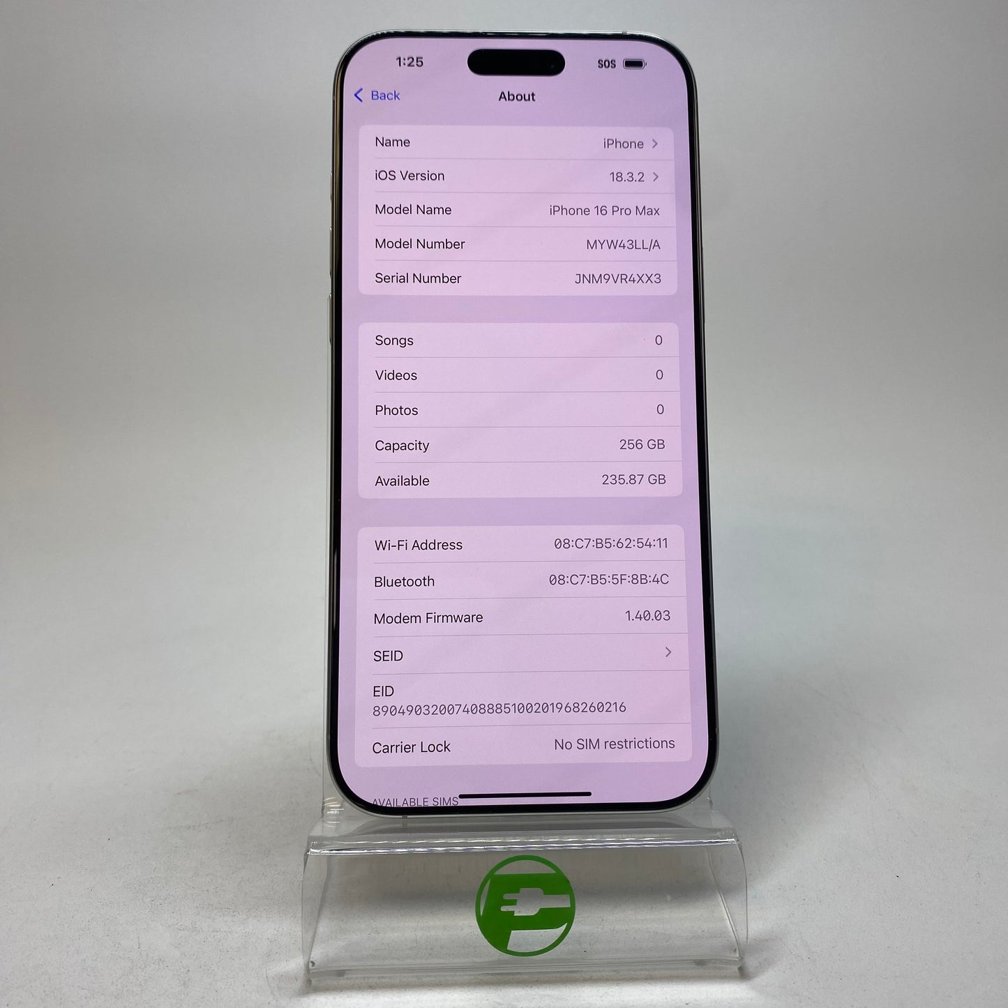Factory Unlocked Apple iPhone 16 Pro Max 256GB White Titanium MYW43LL/A