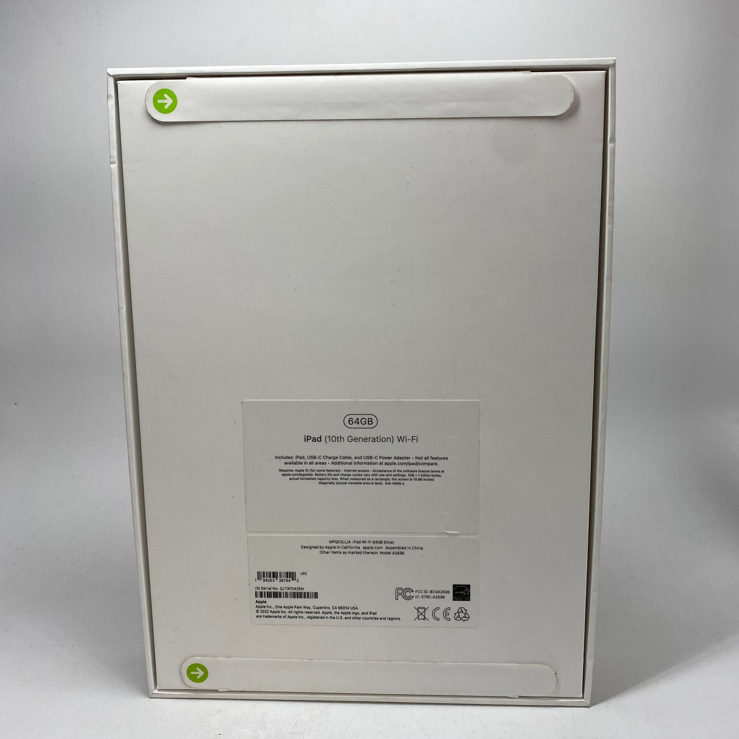 New WiFi Only Apple iPad 10th Gen 64GB Silver MPQ03LL/A