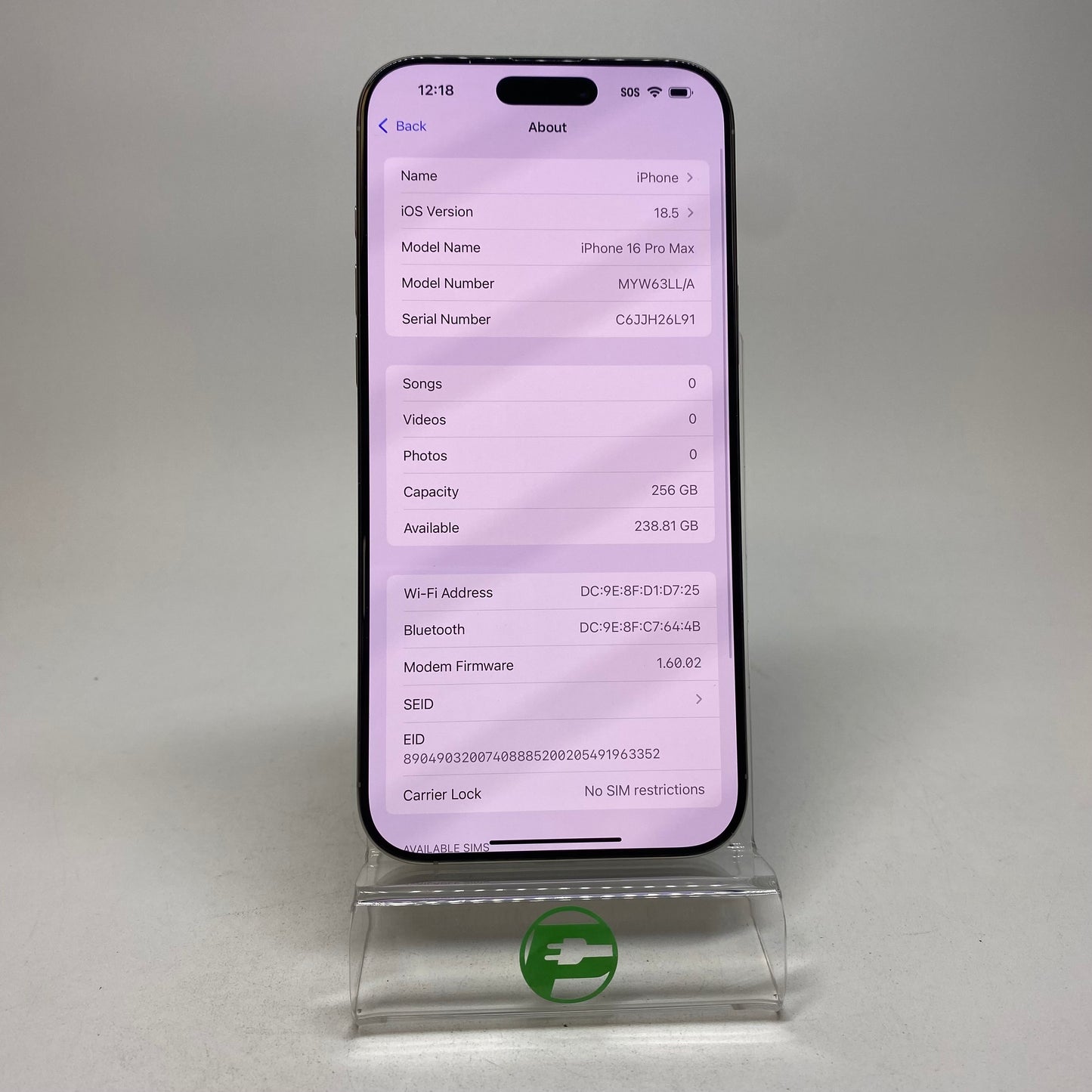 Factory Unlocked Apple iPhone 16 Pro Max eSIM 256GB Silver MYW63LL/A