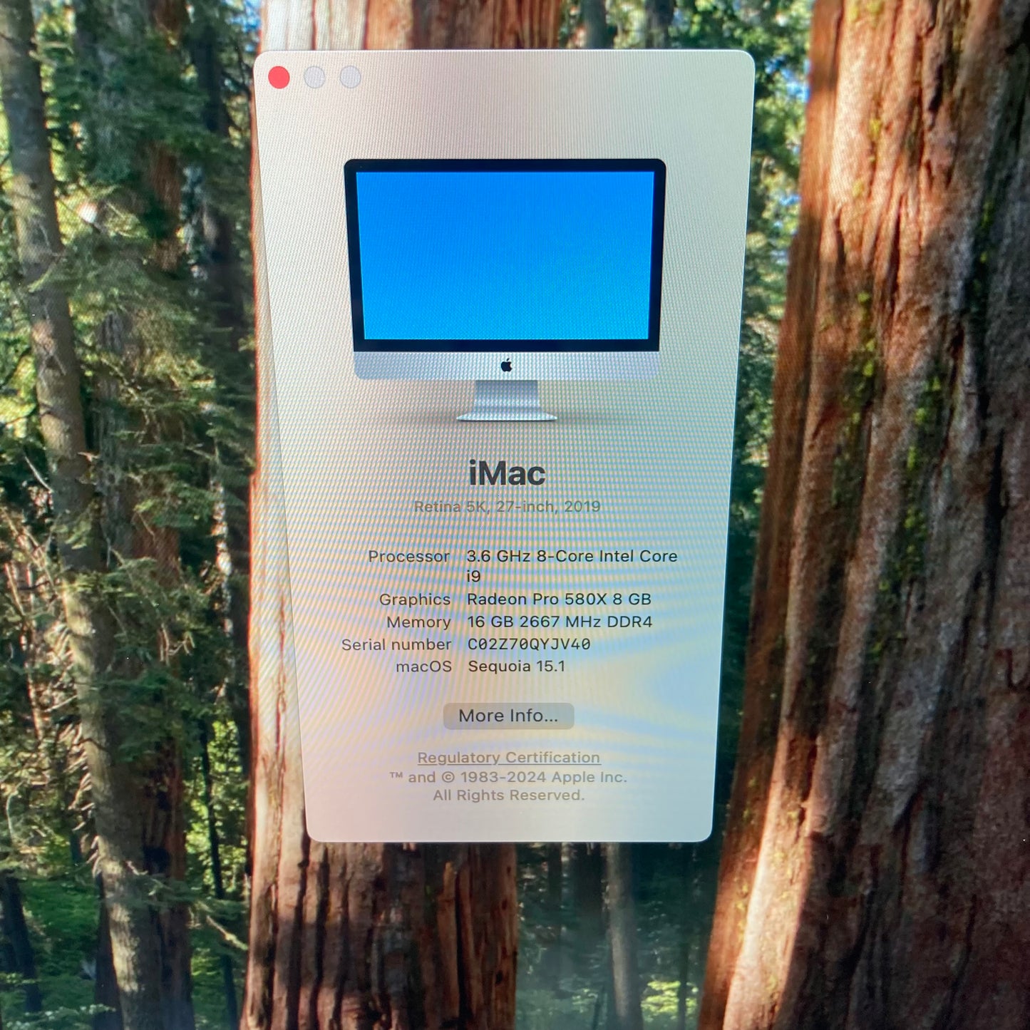 2019 Apple iMac 27" i9 3.6GHz 16GB RAM 2TB SSD Silver A2115
