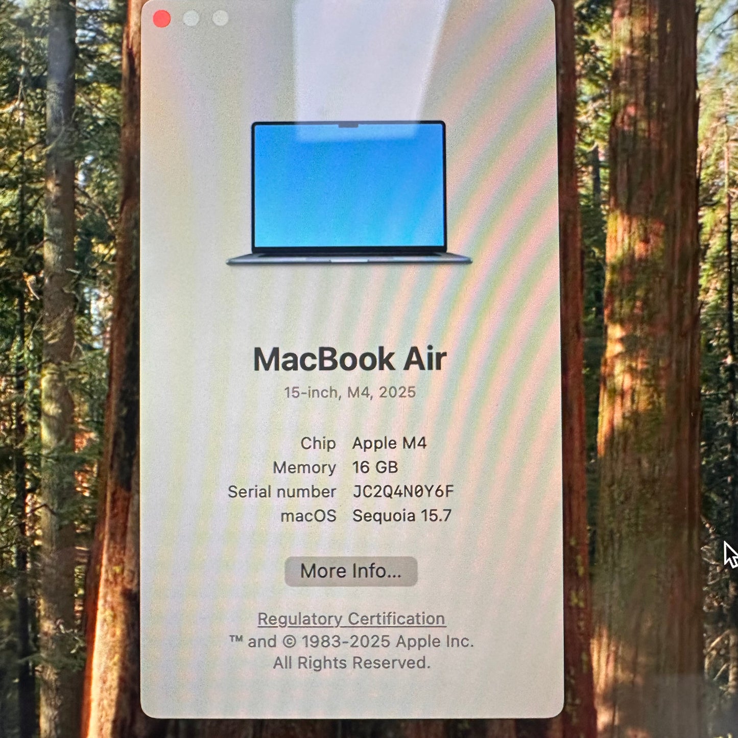 2025 Apple MacBook Air 15" M4 10C GPU 4.5GHz 16GB RAM 256GB SSD A3241