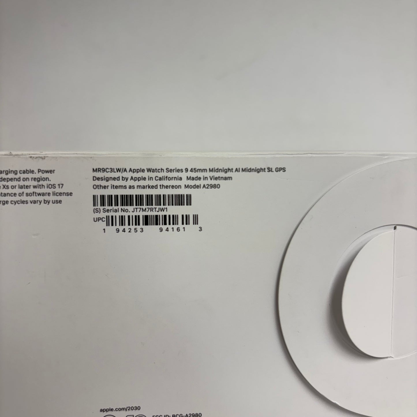 New GPS Only Apple Watch Series 9 45MM Midnight Aluminum MR9C3LW/A