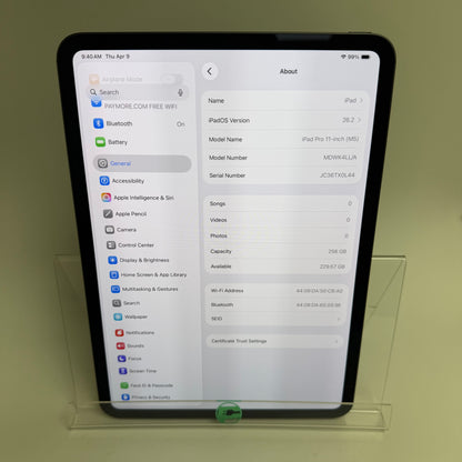 WiFi Only Apple iPad Pro 11" M5 256GB Space Black MDWK4LL/A