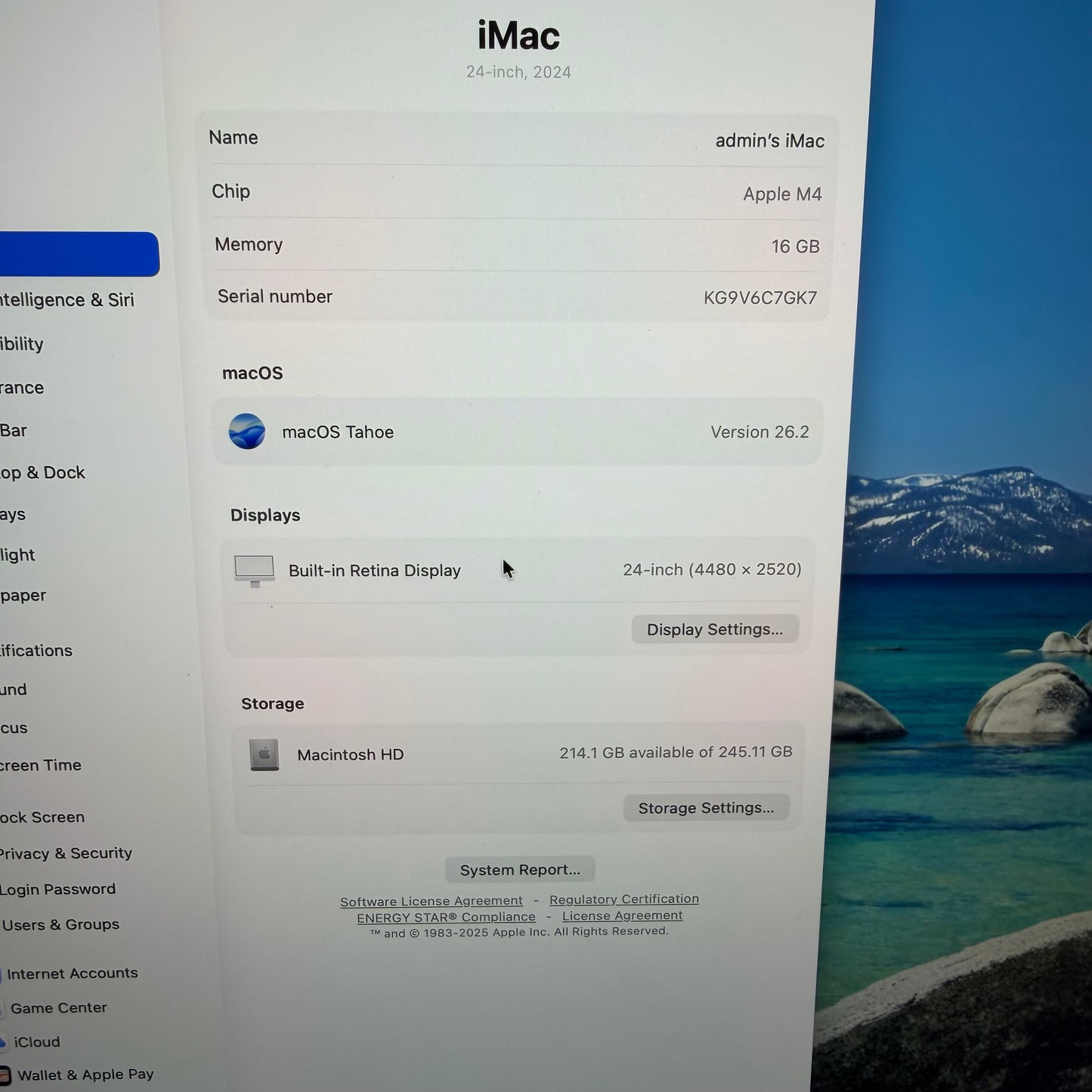 2024 Apple iMac 24" M4 8 Core 4.5GHz 16GB RAM 256GB SSD Silver A3247
