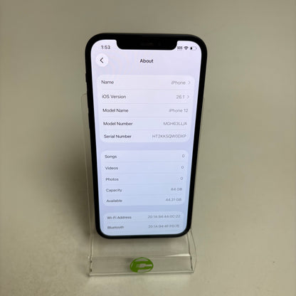 Factory Unlocked Apple iPhone 12 64GB Black MGH63LL/A