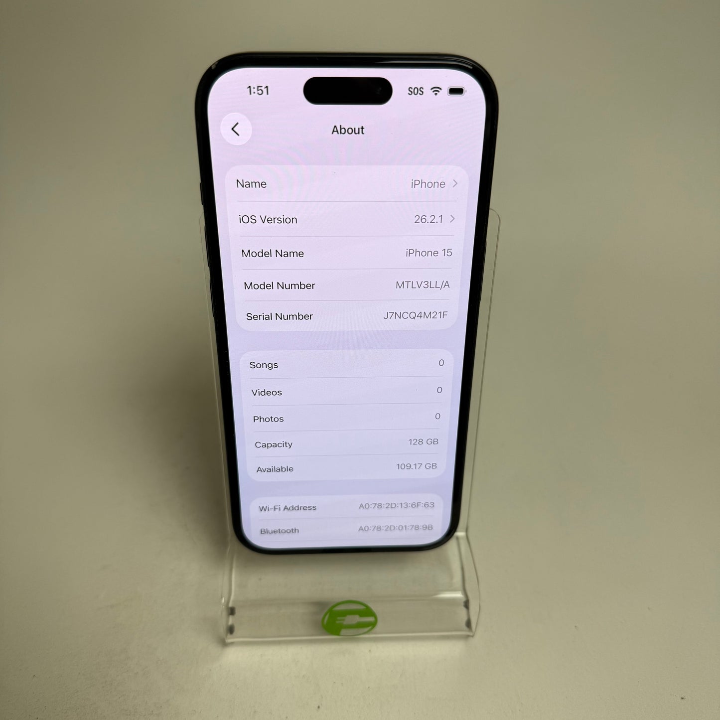 Factory Unlocked Apple iPhone 15 128GB Black MTLV3LL/A