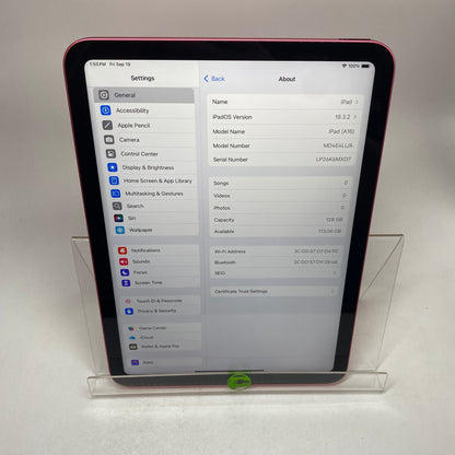 WiFi Only Apple iPad 11" (A16) 128GB Pink MD4E4LL/A