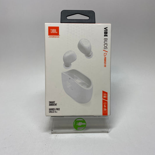 New JBL Vibe Buds Wireless Bluetooth Earbuds White JBLVBUDSWHTAM