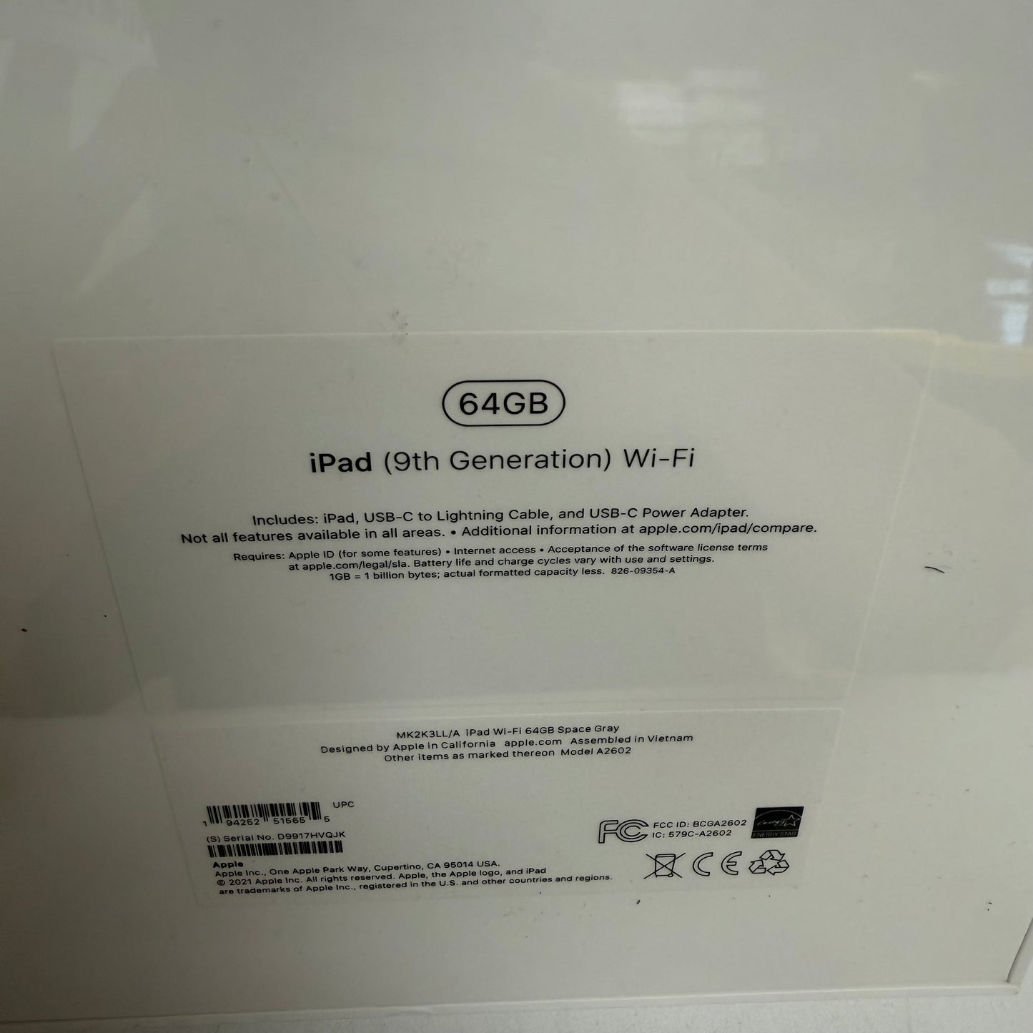 New WiFi Only Apple iPad 9th Gen 64GB Space Gray MK2K3LL/A