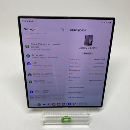 Factory Unlocked Samsung Galaxy Z Fold6 12GB RAM 512GB SM-F956U1 Silver