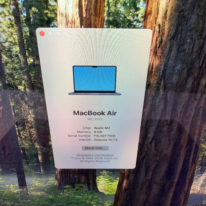 2022 Apple MacBook Air 13.6" M2 8C GPU 3.5GHz 8GB RAM 256GB SSD A2681