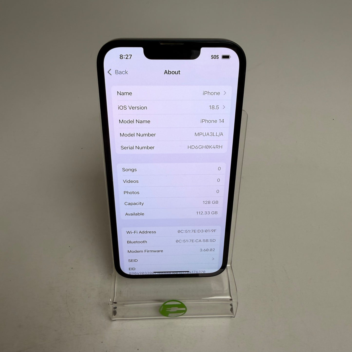 Unlocked Apple iPhone 14 128GB 18.5 Midnight MPUA3LL/A