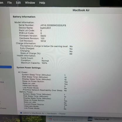 2025 Apple MacBook Air 13.6" M4 8C GPU 4.5GHz 16GB RAM 256GB SSD A3240