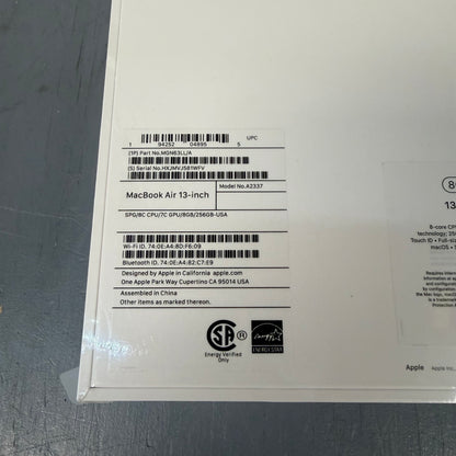 New 2020 Apple MacBook Air 13.3" M1 7C GPU 3.2GHz 8GB RAM 256GB SSD MGN63LL/A
