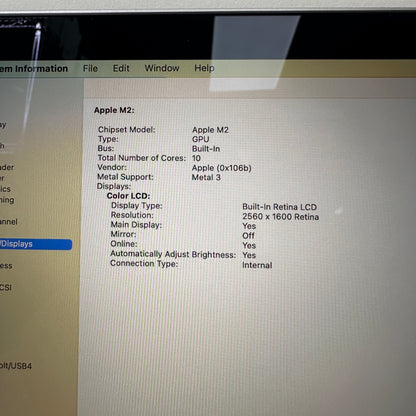 2022 Apple MacBook Pro 13.3" M2 10C GPU 3.5GHz 16GB RAM 512GB SSD A2338