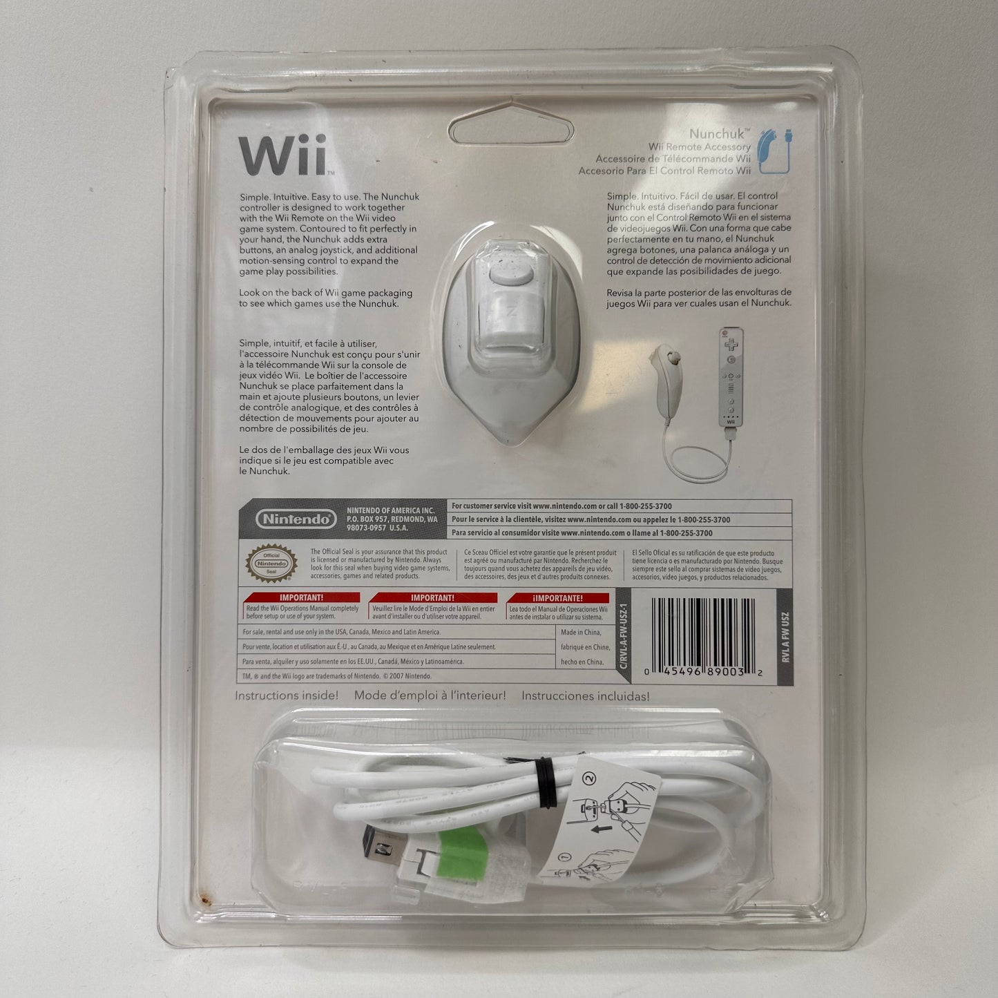 New Nintendo Wii Nunchuk Controller RVL-A-FW-USZ-1 White