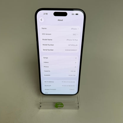Factory Unlocked Apple iPhone 15 Plus 128GB Black MTXR3LL/A