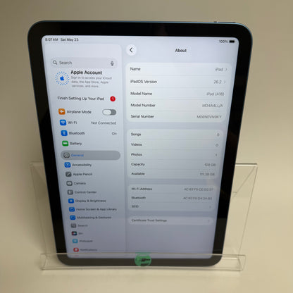 WiFi Only Apple iPad 11" (A16) 128GB Blue MD4A4LL/A