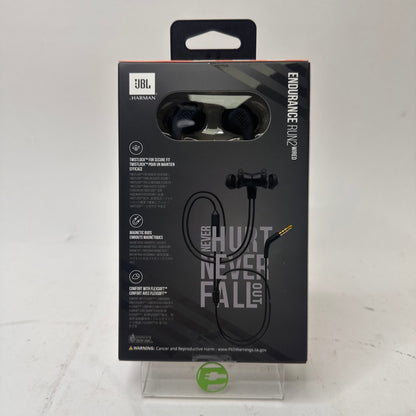 New JBL Endurance Run2  Wired In-Ear Headphones Black JBLENDURRUN2BLKAM