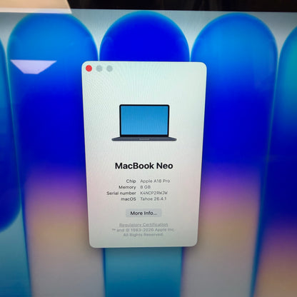 2026 Apple MacBook Neo 13" A18 Pro 5C GPU 4.0GHz 8GB RAM 256GB SSD MHFF4LL/A