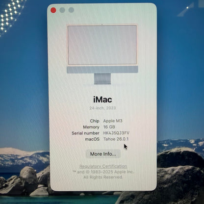 2023 Apple iMac 24" M3 4.0GHz 16GB RAM 512GB SSD Blue A2874