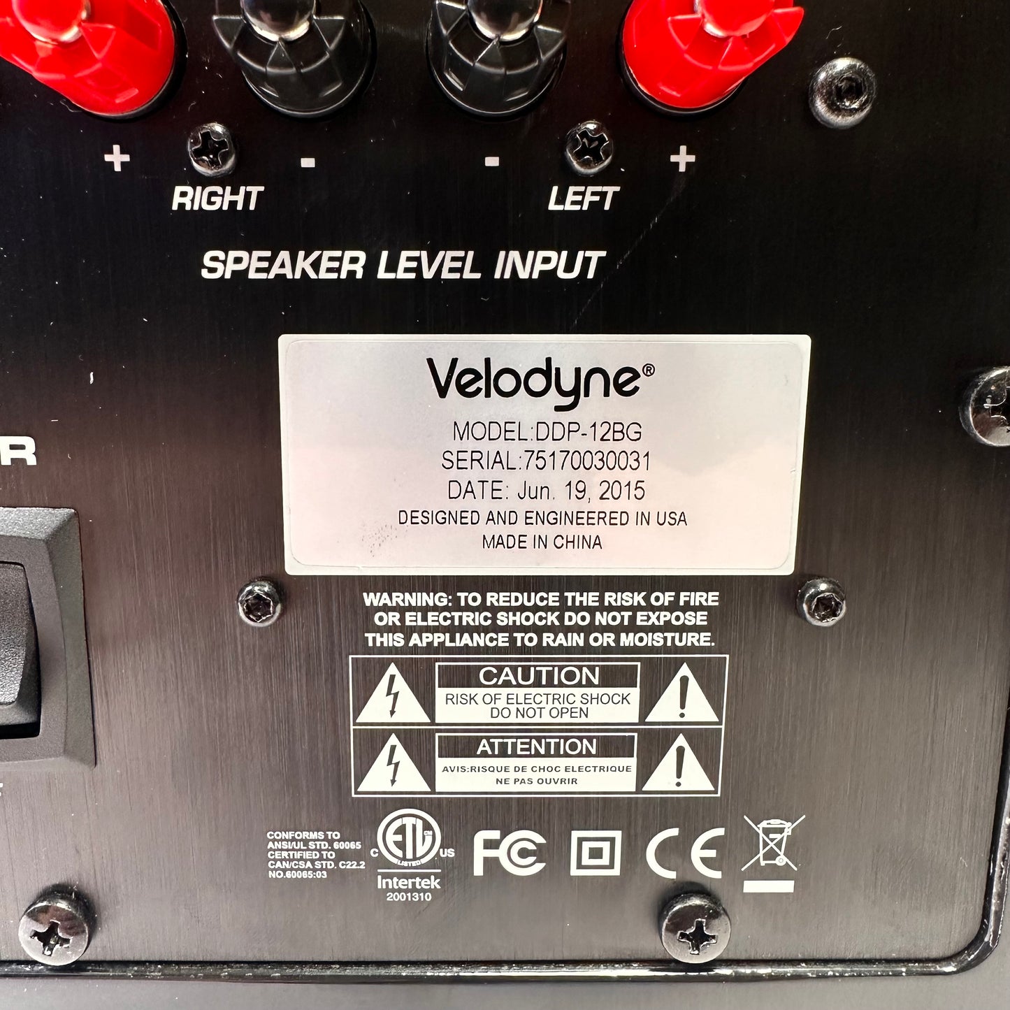 Velodyne Digital Drive Plus 1250W Active Subwoofer DDP-12BG