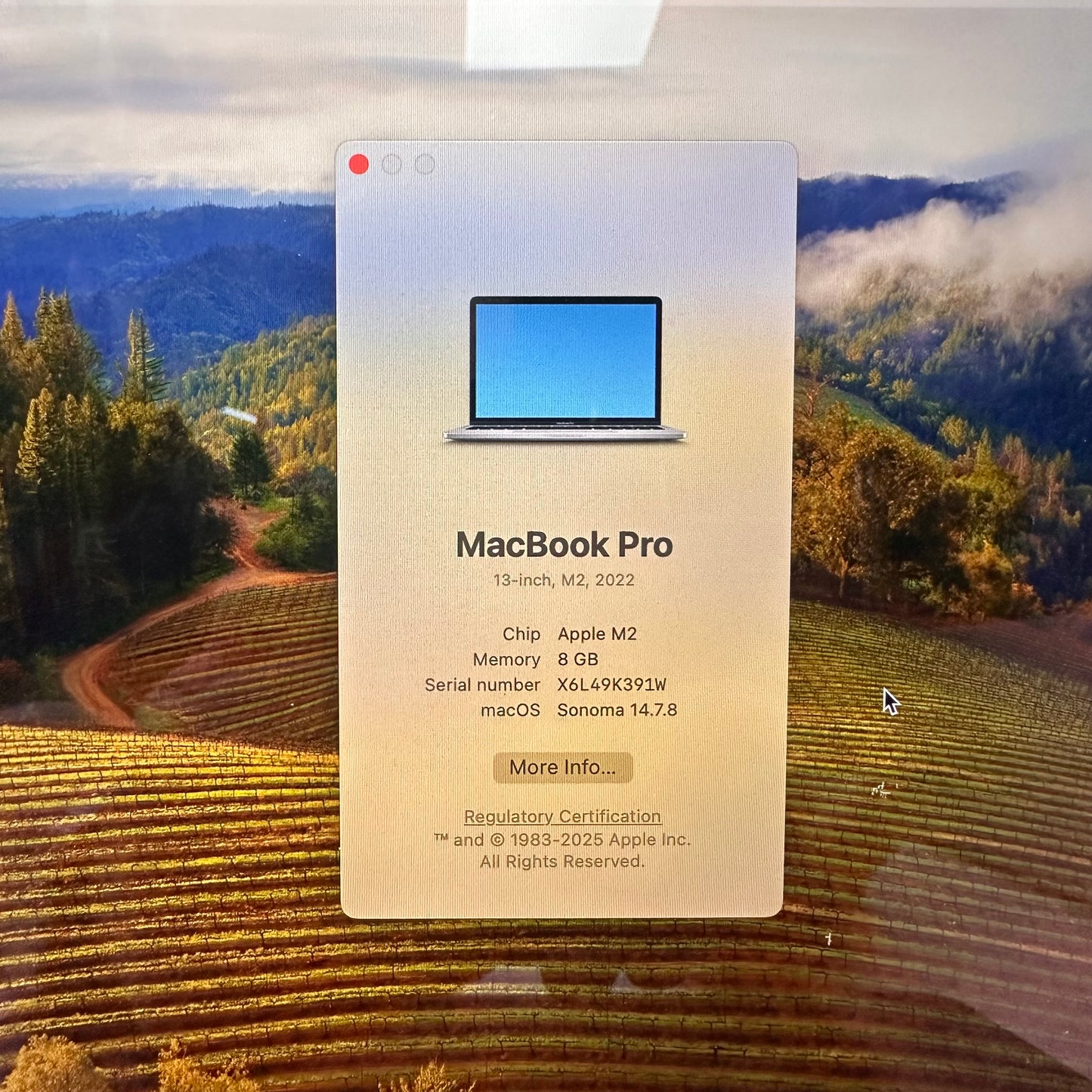 2022 Apple MacBook Pro 13.3" M2 10C GPU 3.5GHz 8GB RAM 256GB SSD A2338