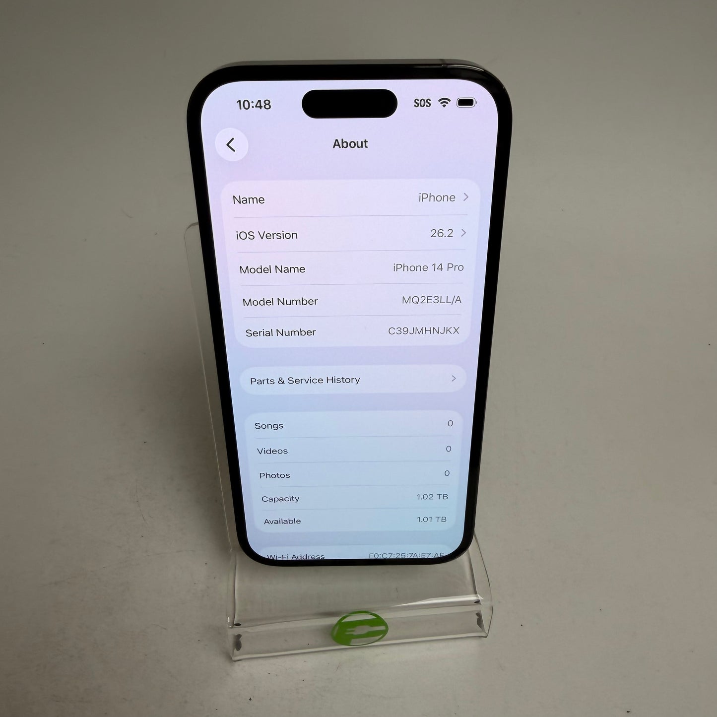 Broken Unlocked Apple iPhone 14 Pro 1TB 26.2  MQ2E3LL/A Bad Batt