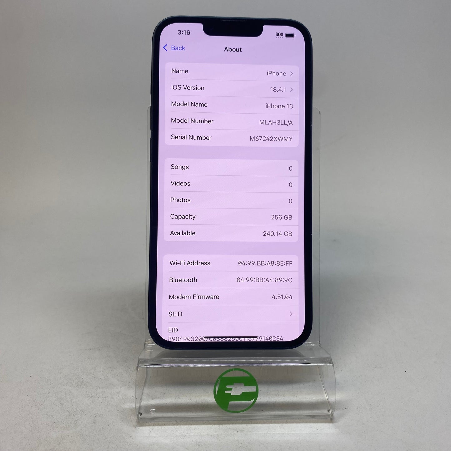 Factory Unlocked Apple iPhone 13 256GB Midnight MLAH3LL/A