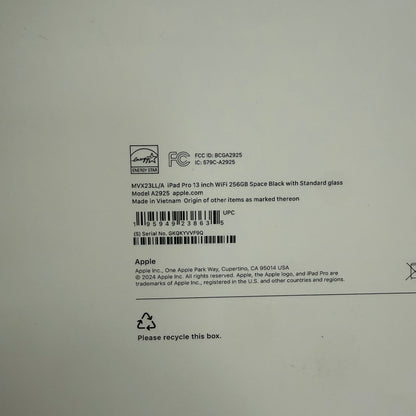 New WiFi Only Apple iPad Pro 13" M4 256GB Space Black MVX23LL/A