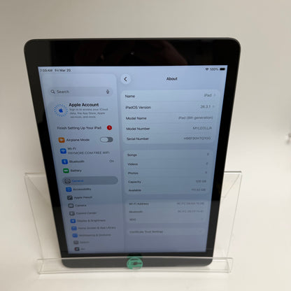 WiFi Only Apple iPad 8th Gen 128GB Space Gray MYLD2LL/A