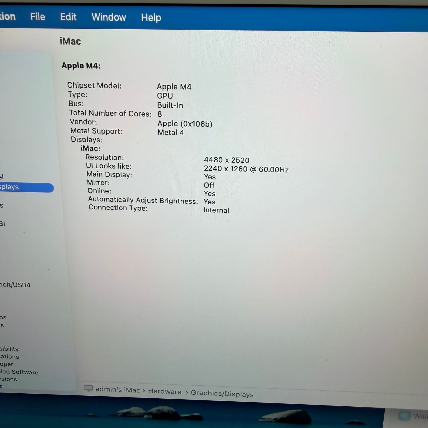 2024 Apple iMac 24" M4 8 Core 4.5GHz 16GB RAM 256GB SSD Silver A3247
