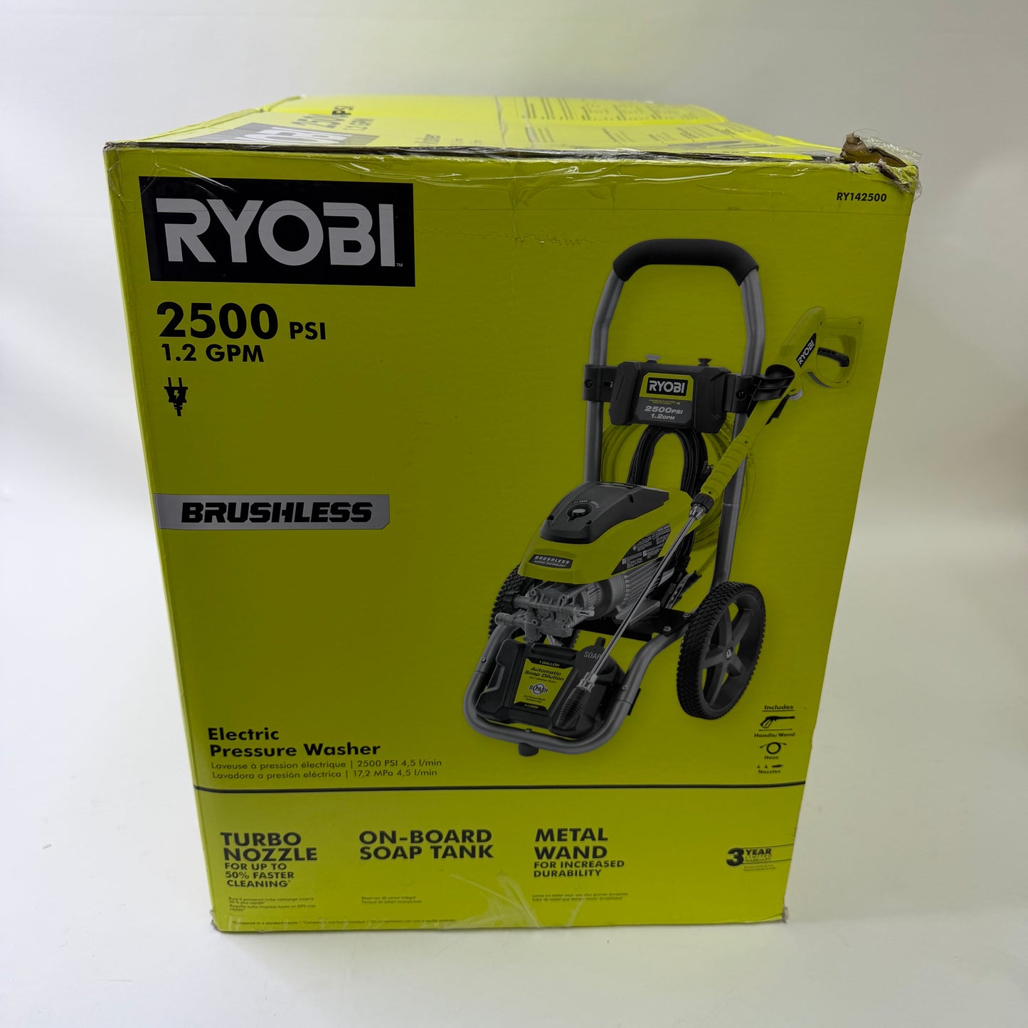 New Ryobi RY142500 120V High Performance Water Electric Pressure Washer 2500 PSI