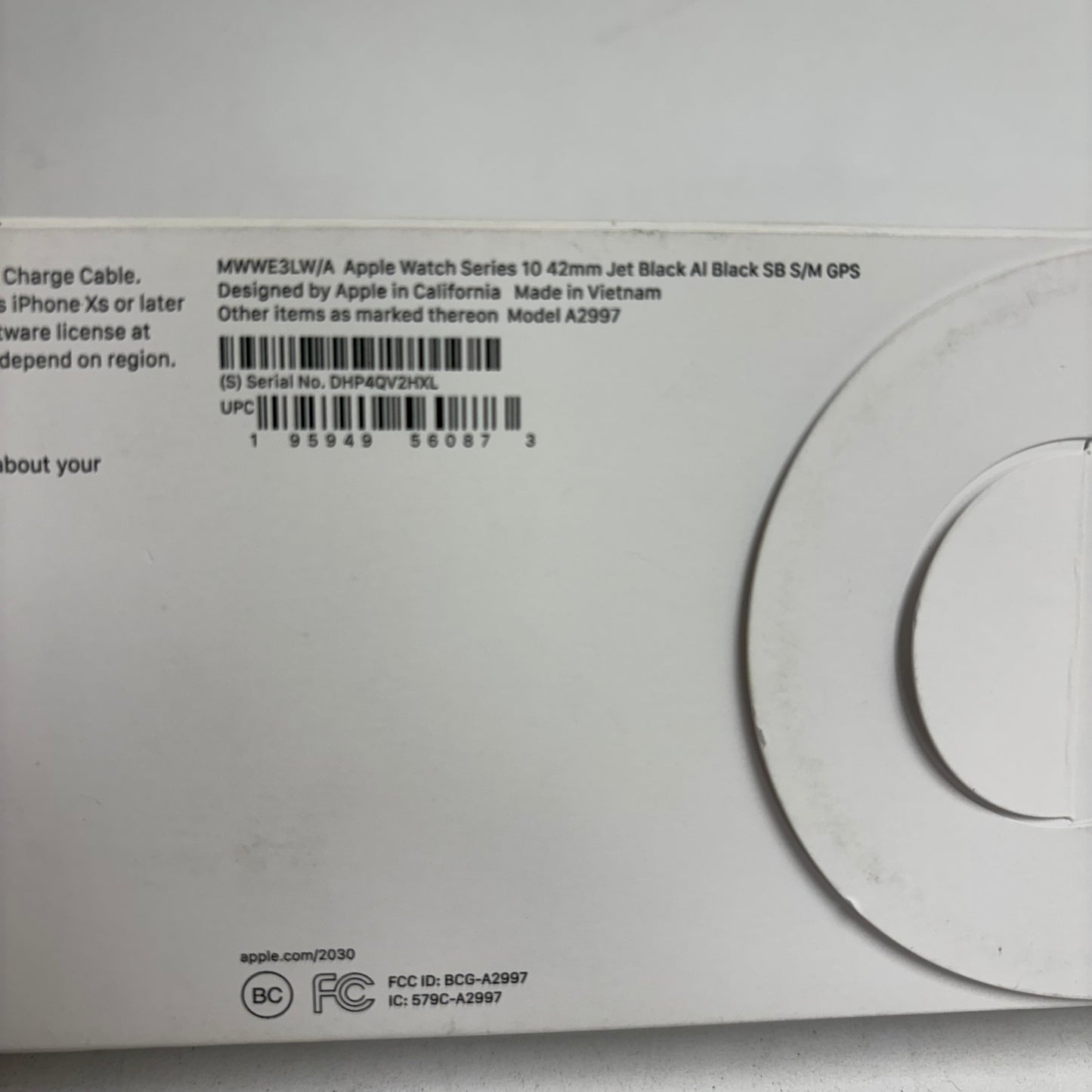 New GPS Only Apple Watch Series 10 42MM Jet Black Aluminum MWWE3LW/A