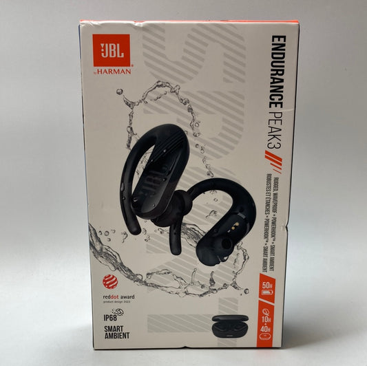 New JBL Endurance Peak 3 Wireless In-Ear Bluetooth Headphones Black