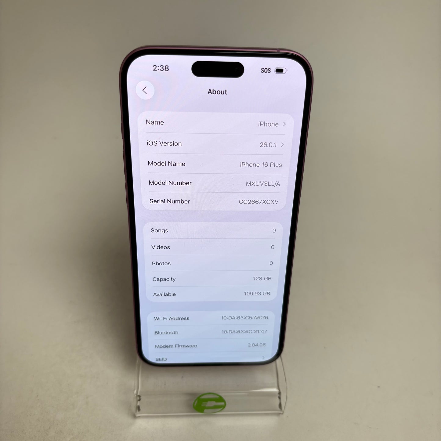 Factory Unlocked Apple iPhone 16 Plus 128GB Pink MXUV3LL/A