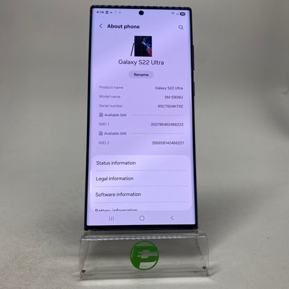 Factory Unlocked Samsung Galaxy S22 Ultra 8GB RAM 128GB SM-S908U Phantom Black