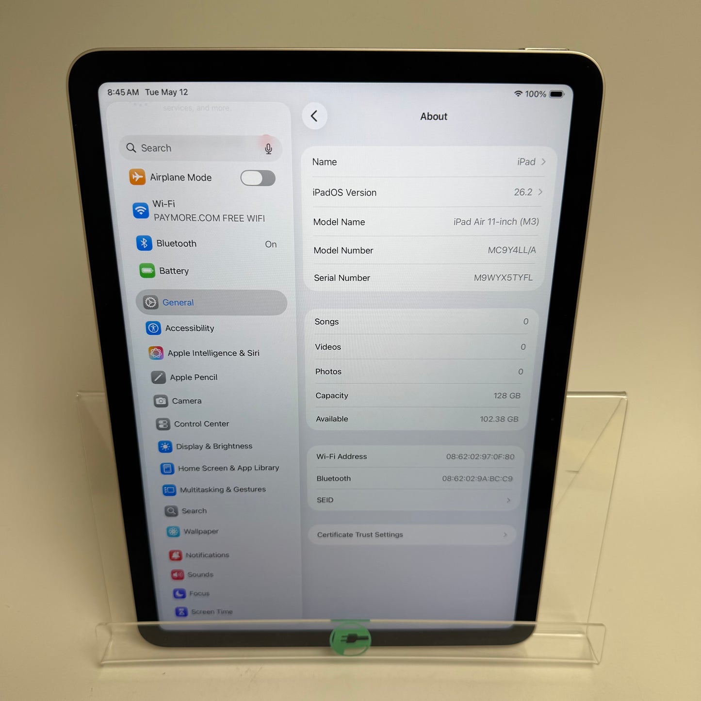 WiFi Only Apple iPad Air 11" M3 128GB Starlight MC9Y4LL/A