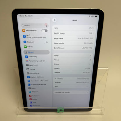 WiFi Only Apple iPad Air 11" M3 128GB Starlight MC9Y4LL/A