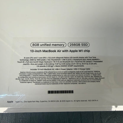 New 2020 Apple MacBook Air 13.3" M1 7C GPU 3.2GHz 8GB RAM 256GB SSD MGN63LL/A