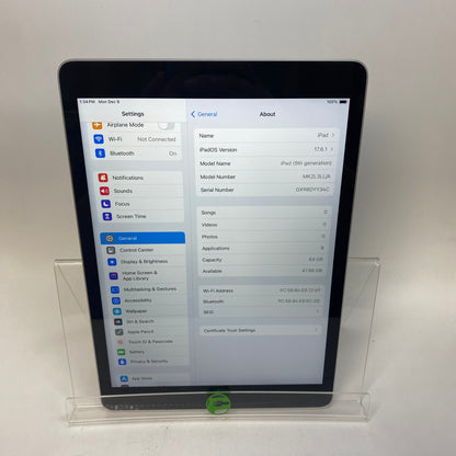 WiFi Only Apple iPad 9th Gen 64GB Silver MK2L3LL/A