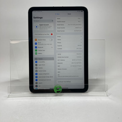 Factory Unlocked Apple iPad Mini 6th Gen 256GB 18.4 Space Gray MK8F3LL/A