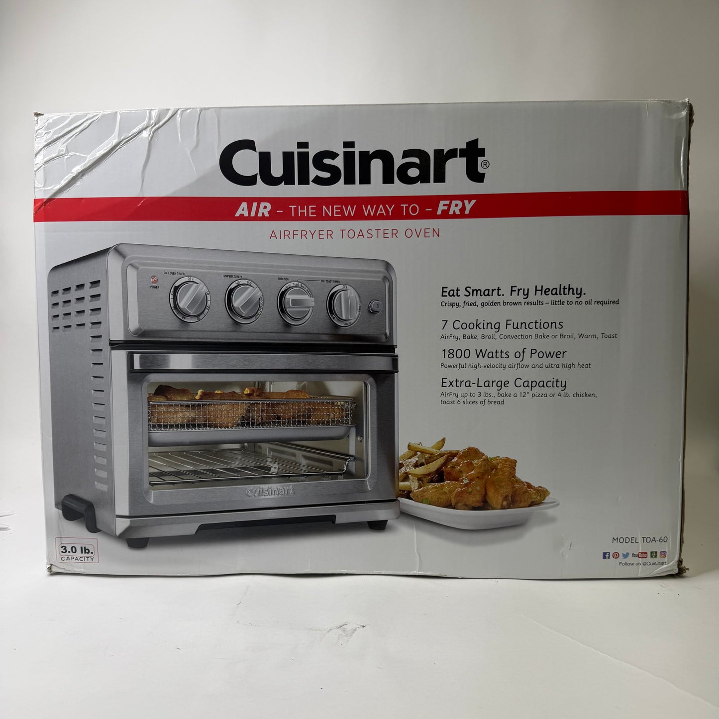 New Cuisnart Convection Toaster Oven Air Fryer TOA-60 With Light