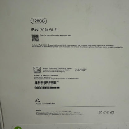 New WiFi Only Apple iPad 11" (A16) 128GB Blue MD4A4LL/A