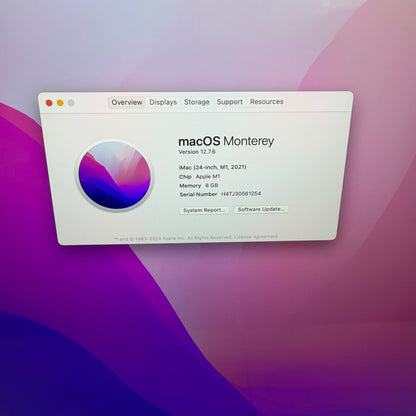 2021 Apple iMac 24" M1 7 Core 3.2GHz 8GB RAM 256GB SSD Green MJV83LL/A