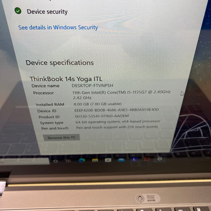 Lenovo ThinkBook 14s Yoga ITL 14" i5-1135g7 2.4GHz 8GB RAM 256GB SSD